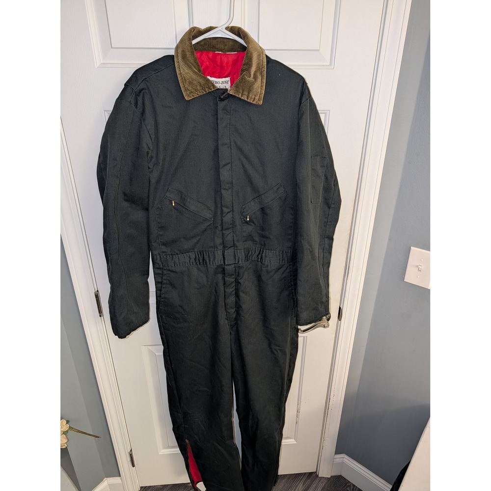 Walls Zero-Zone Insulated Coveralls Black Corduroy Collar Quilted Lined Workwear
